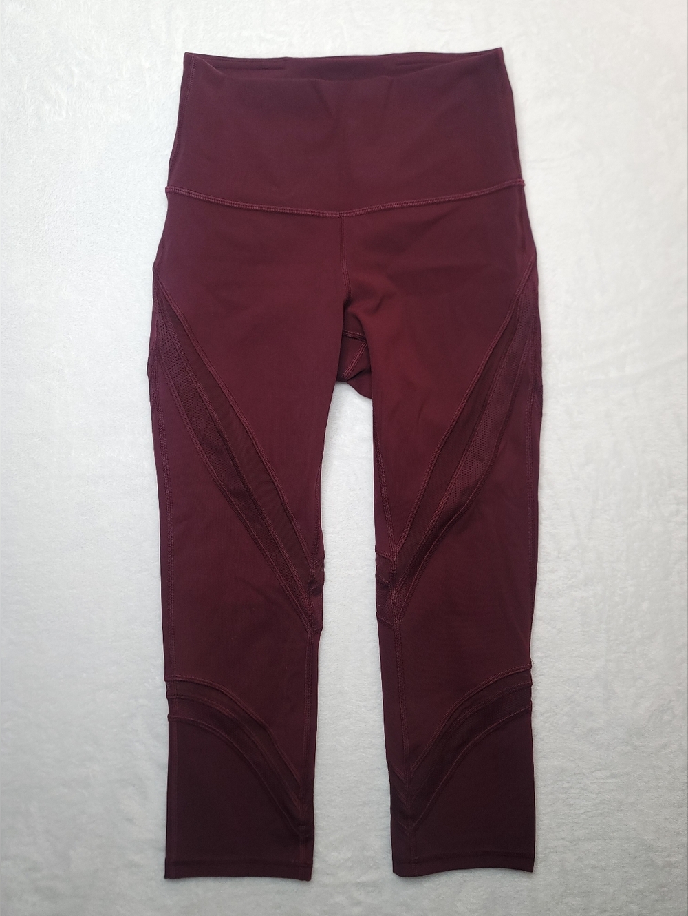 Lululemon Wunder Under High-Rise Crop 21" *Mesh Sz 4 Garnet Legging Dark Red